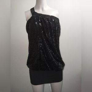 City studio black sequin top size small New With Tags